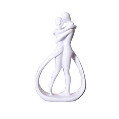 Sculpture Embracing Couple made of resin, modern abstract for living room shelf and as a gift