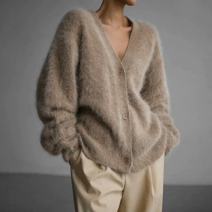 Women's cashmere cardigan with open design