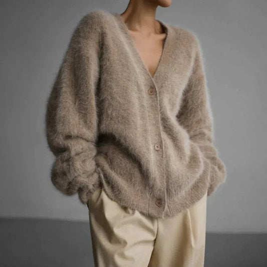 Women's cashmere cardigan with open design