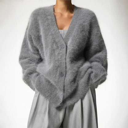 Women's cashmere cardigan with open design