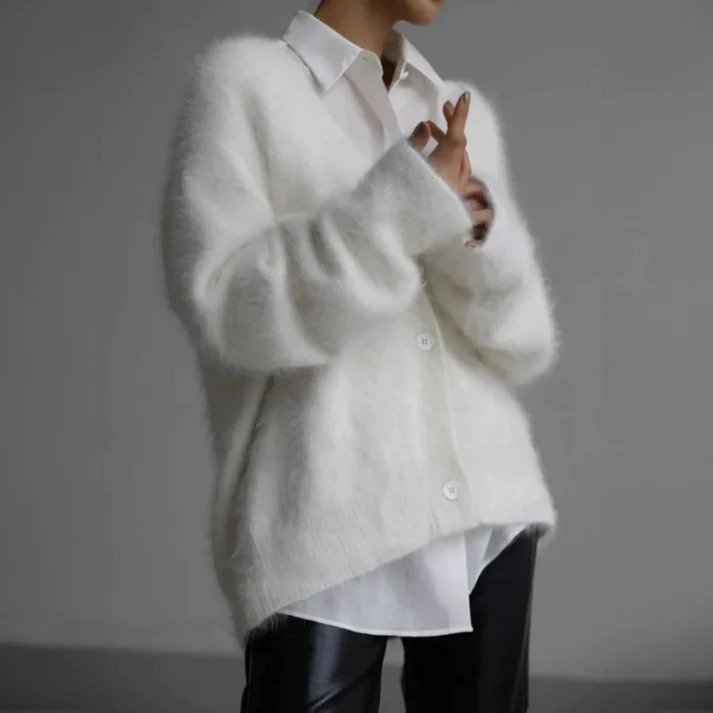 Women's cashmere cardigan with open design