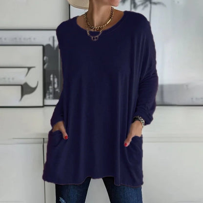 Women's pullover in loose fit with round neckline
