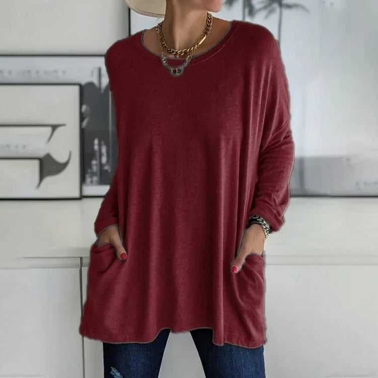 Women's pullover in loose fit with round neckline