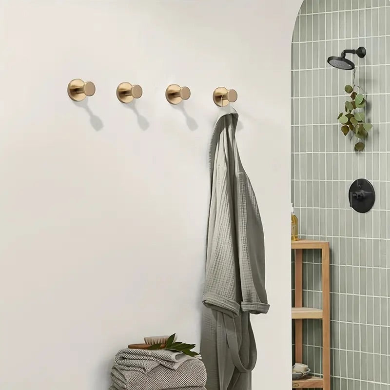 Stainless steel wall hook, self-adhesive, drill-free, reusable for bathroom and kitchen