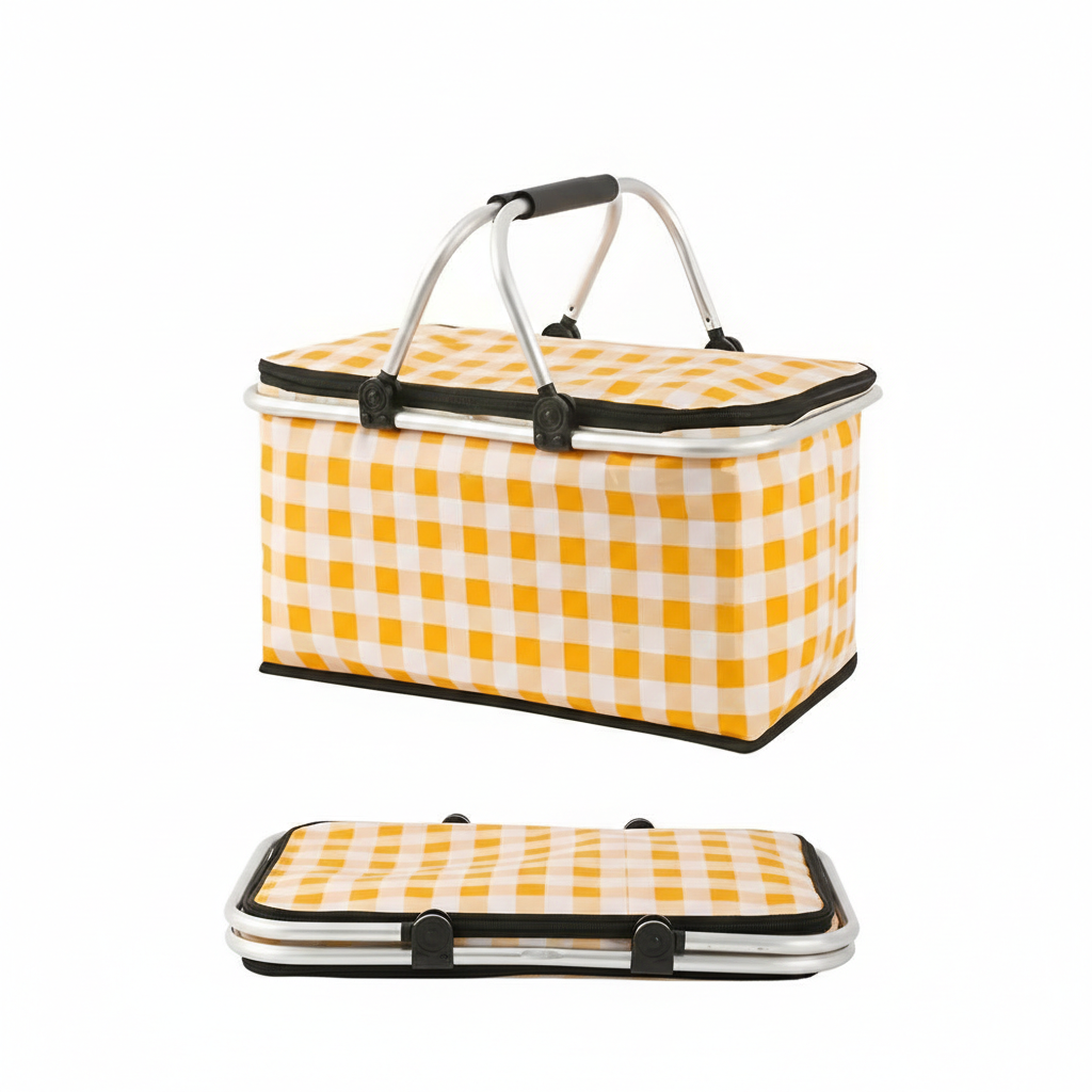 Picnico Foldable Checked Picnic Basket – Versatile 22L Outdoor Companion
