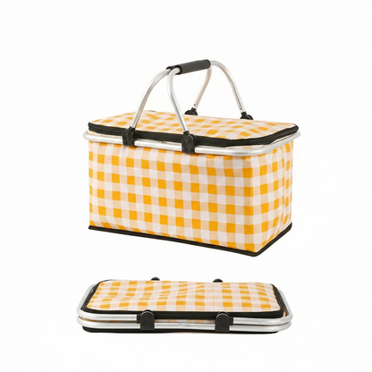 Picnico Foldable Checked Picnic Basket – Versatile 22L Outdoor Companion