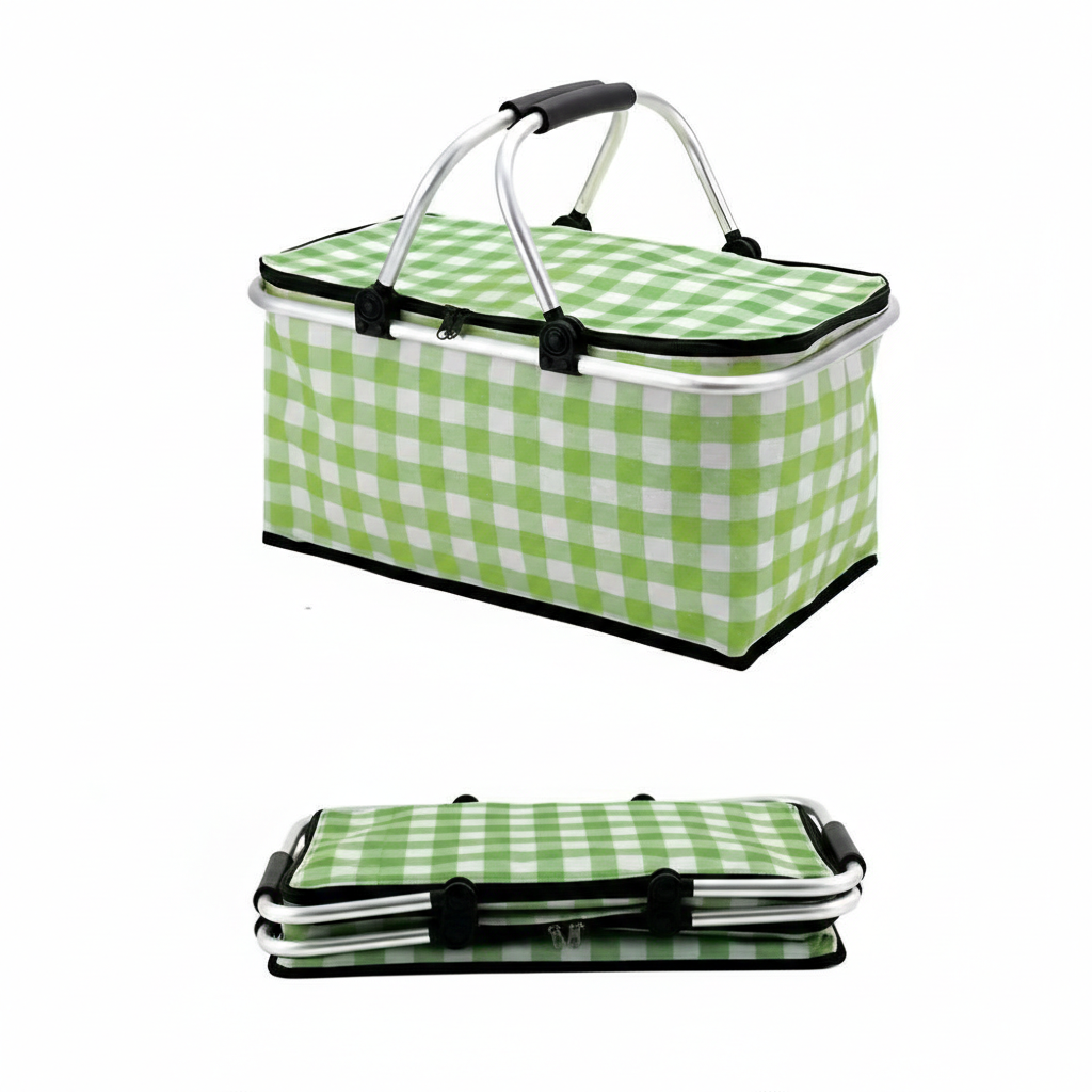 Picnico Foldable Checked Picnic Basket – Versatile 22L Outdoor Companion