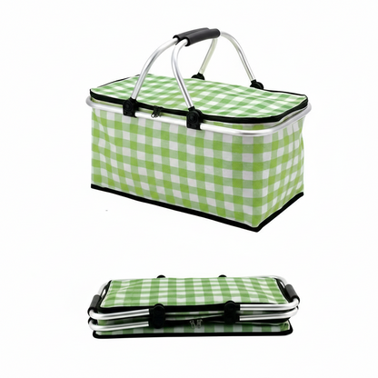 Picnico Foldable Checked Picnic Basket – Versatile 22L Outdoor Companion