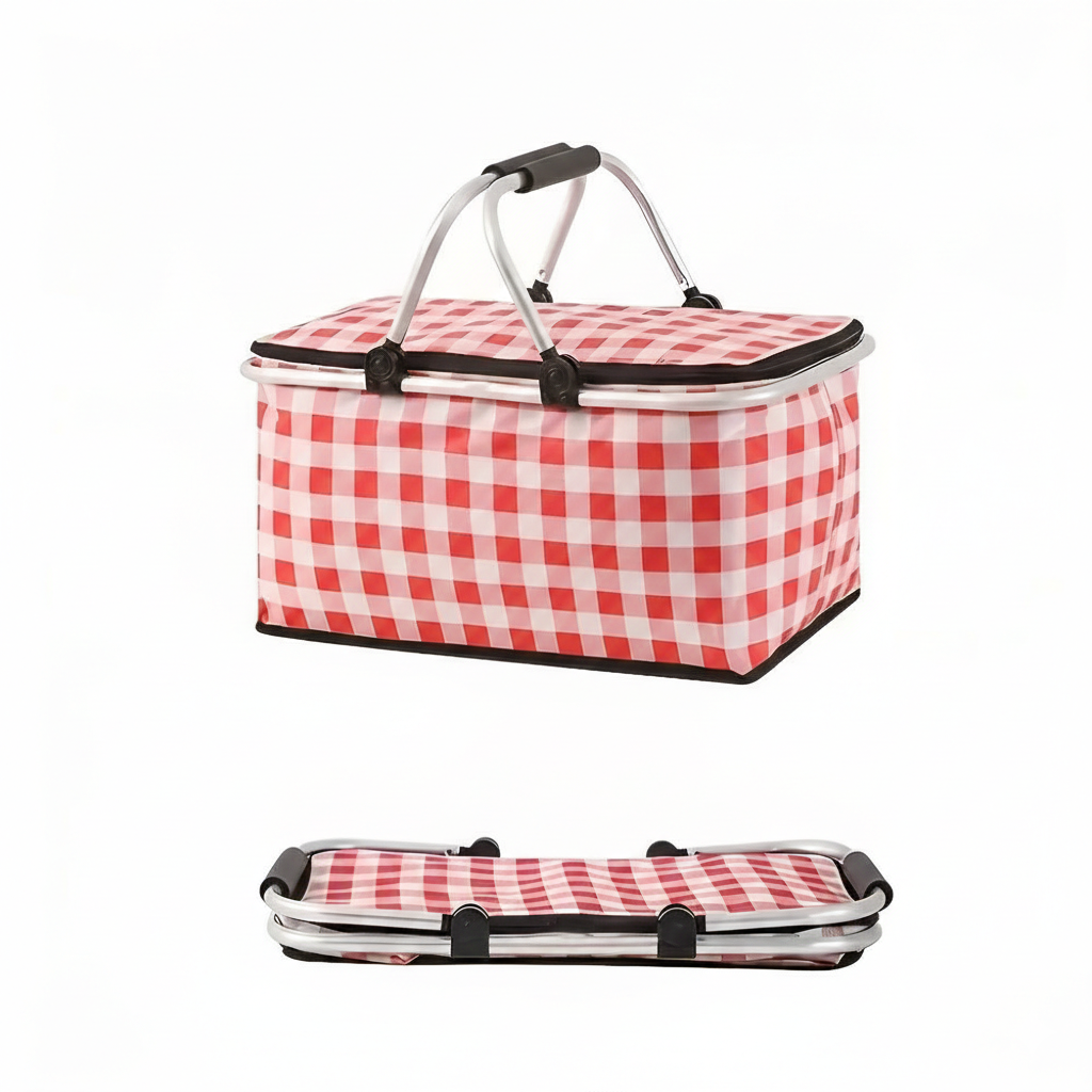 Picnico Foldable Checked Picnic Basket – Versatile 22L Outdoor Companion