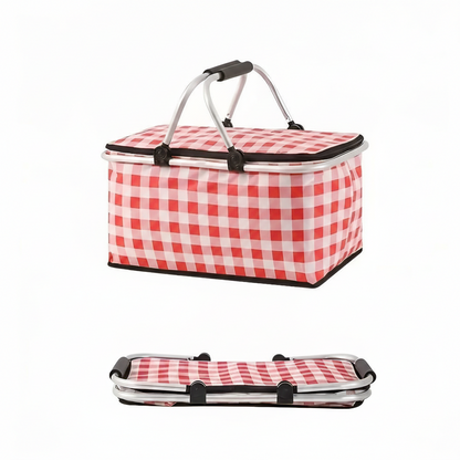 Picnico Foldable Checked Picnic Basket – Versatile 22L Outdoor Companion