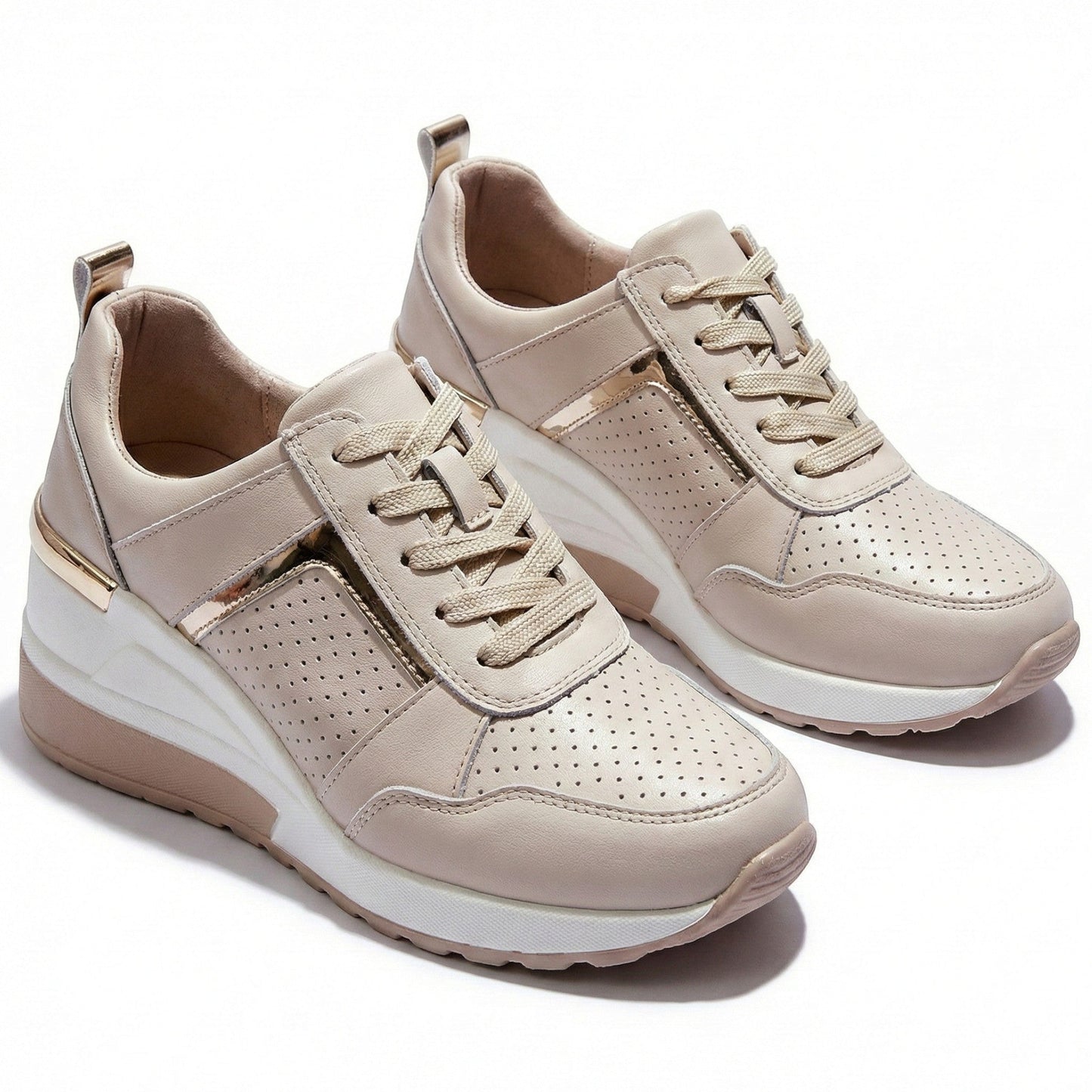Women's sneakers with wedge heel and metallic accents
