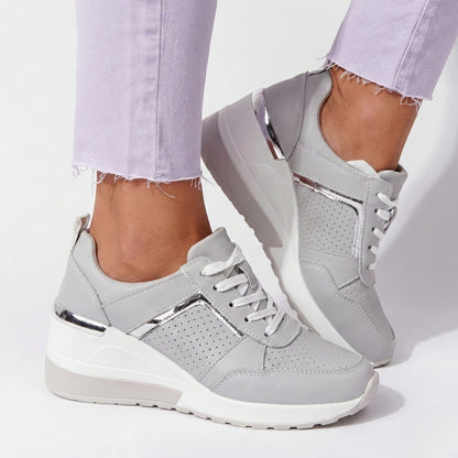 Women's sneakers with wedge heel and metallic accents