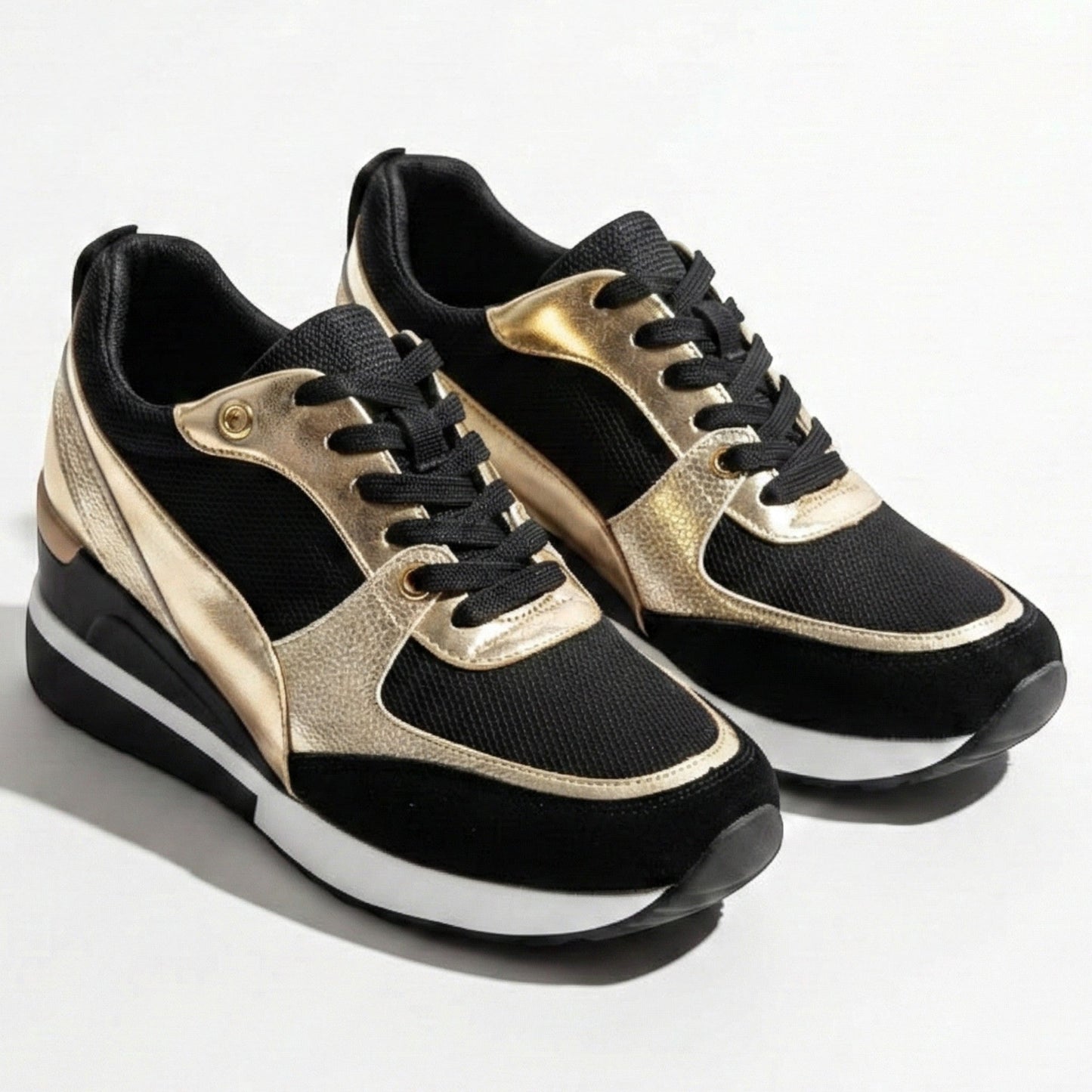 Women's sneakers with wedge heel and metallic accents