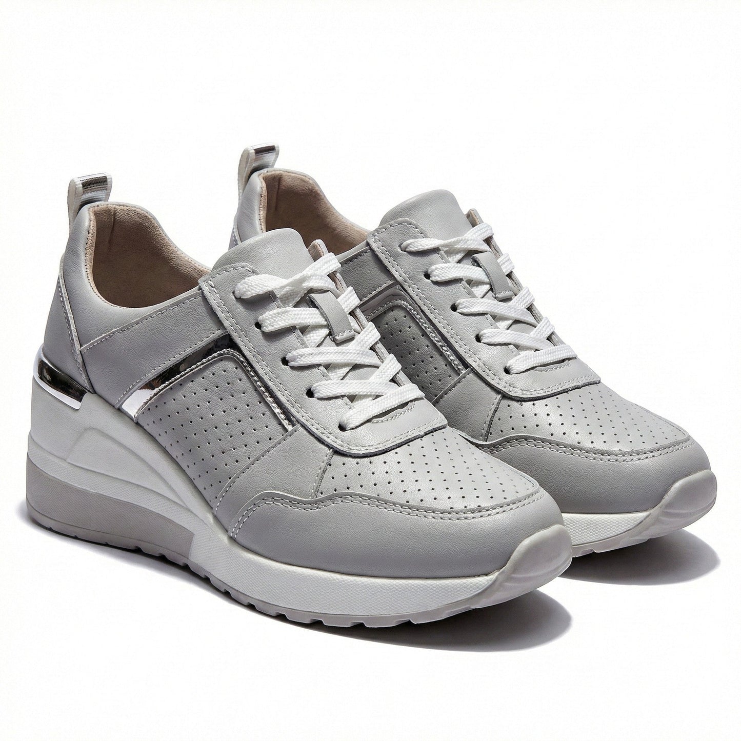 Women's sneakers with wedge heel and metallic accents