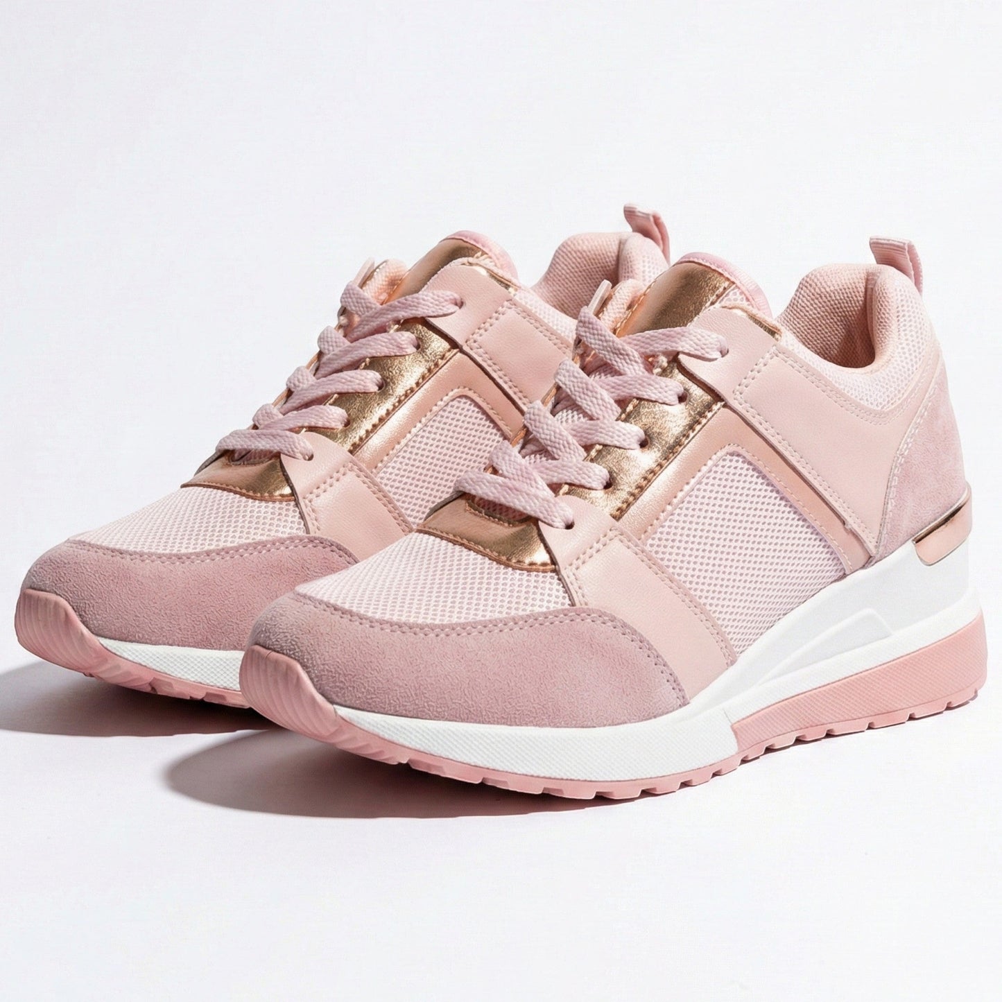 Women's sneakers with wedge heel and metallic accents