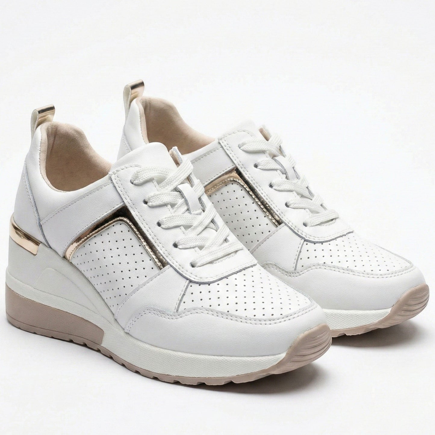 Women's sneakers with wedge heel and metallic accents