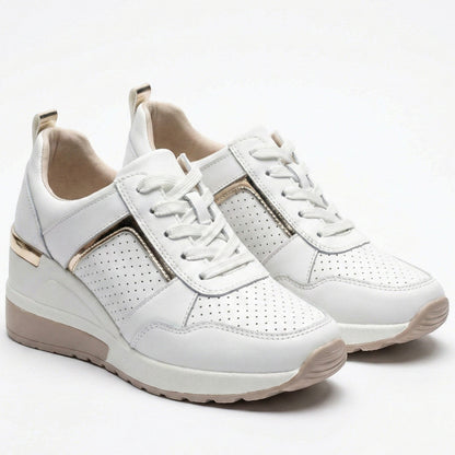 Women's sneakers with wedge heel and metallic accents