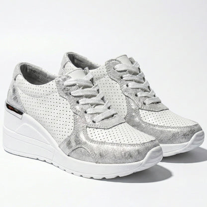 Women's sneakers with wedge heel and metallic accents