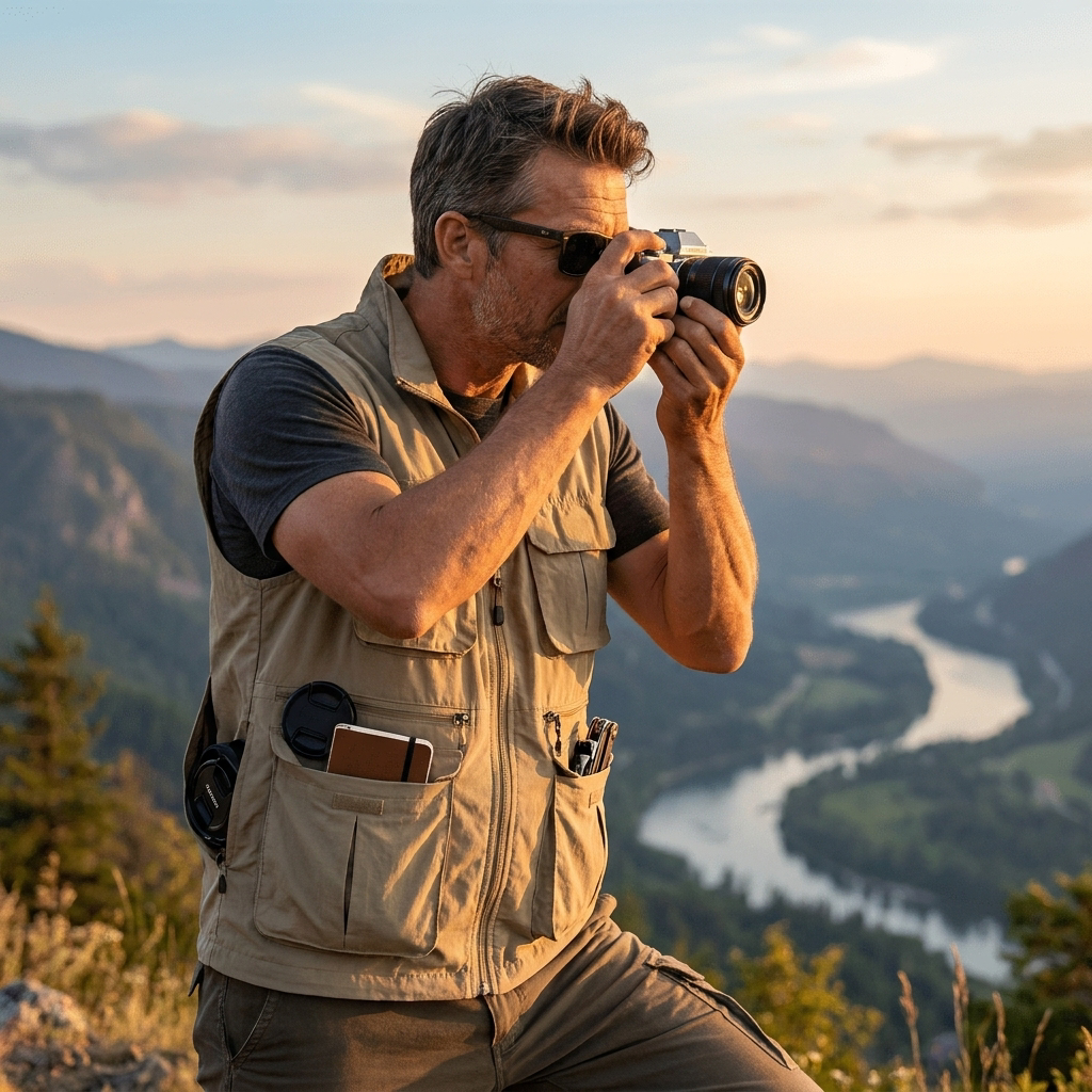 Reiseweste Hike & Haven Herren, Lifestyle Fotografie