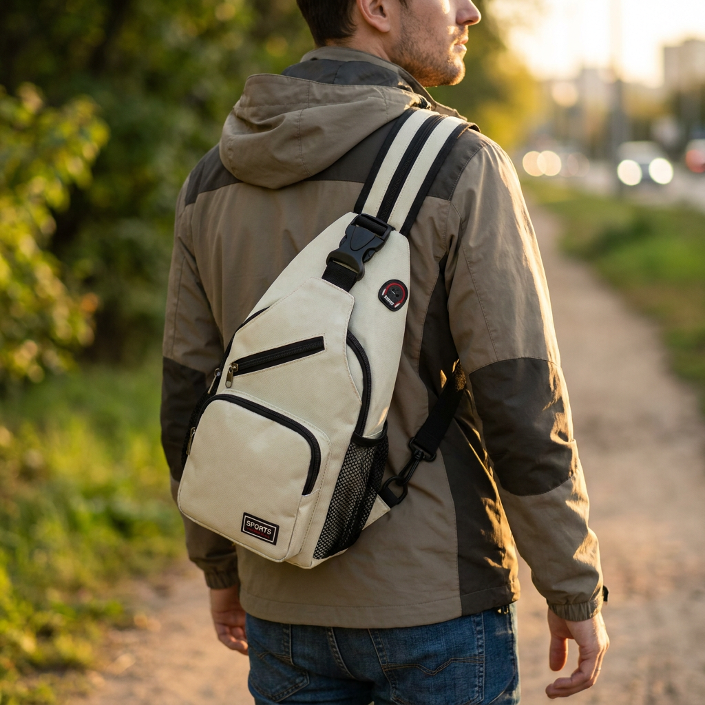 Crossbody-Tasche Hike & Haven, Passform auf dem Ruecken