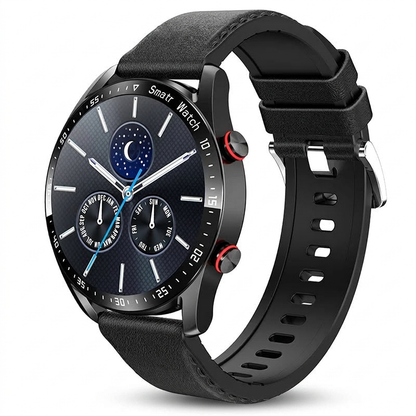 Smartwatch Hike & Haven, Farbe Schwarz Leder, Packshot