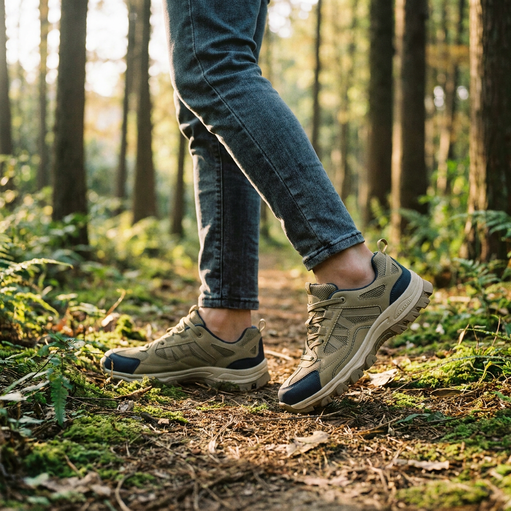 Wanderschuhe Hike & Haven, Lifestyle Waldweg im Morgenlicht