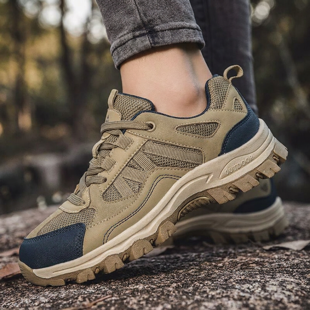 Wanderschuhe Hike & Haven, Detailaufnahme Sohle und Mesh