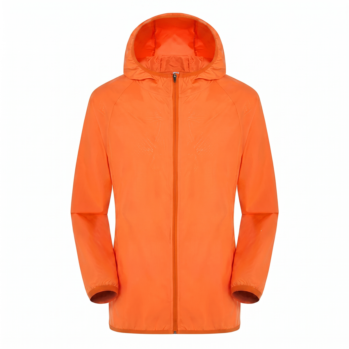 Sonnenschutzjacke Orange, Studiofoto vor weißem Hintergrund