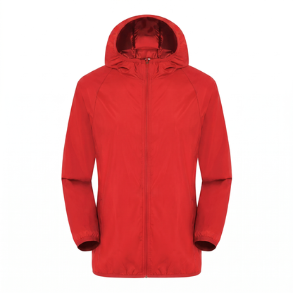 Sonnenschutzjacke Rot, Studiofoto vor weißem Hintergrund
