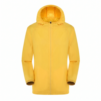 Sonnenschutzjacke Gelb, Studiofoto vor weißem Hintergrund