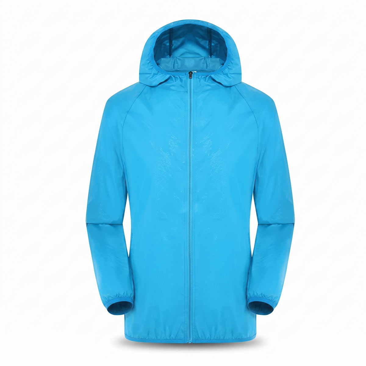 Sonnenschutzjacke Himmelblau, Studiofoto vor weißem Hintergrund