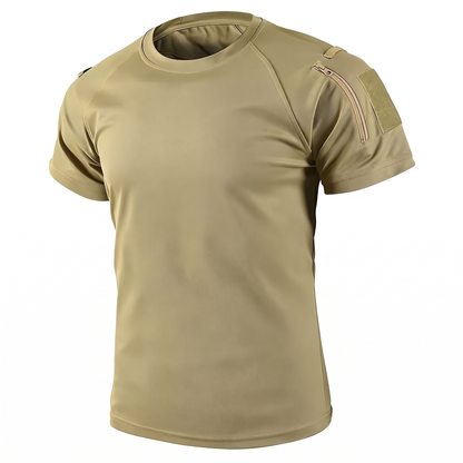 Tactical-Shirt Khaki, Studiofoto vor weißem Hintergrund
