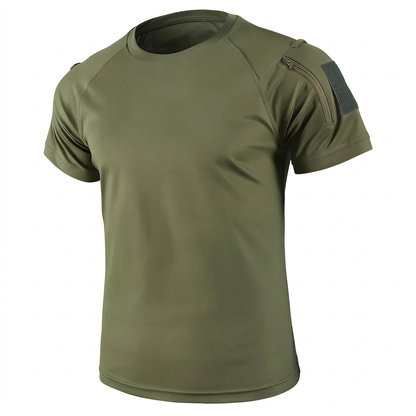 Tactical-Shirt Militärgrün, Studiofoto vor weißem Hintergrund
