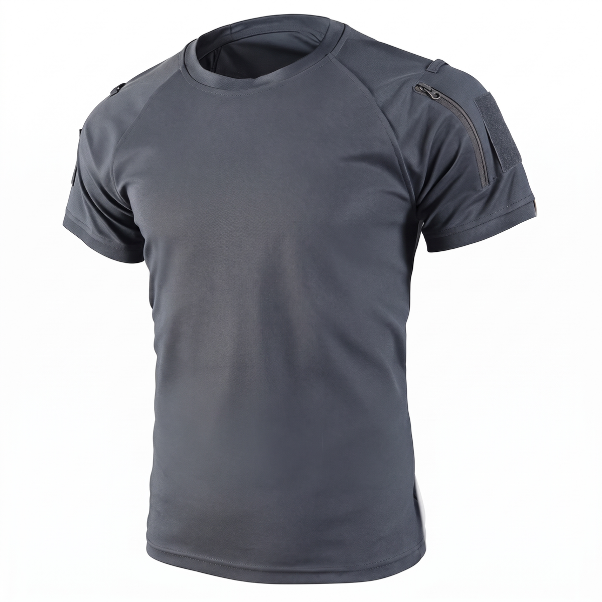 Tactical-Shirt Grau, Studiofoto vor weißem Hintergrund