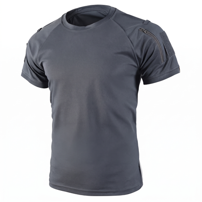 Tactical-Shirt Grau, Studiofoto vor weißem Hintergrund