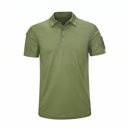 Tactical-Poloshirt Militärgrün, Studiofoto vor weißem Hintergrund
