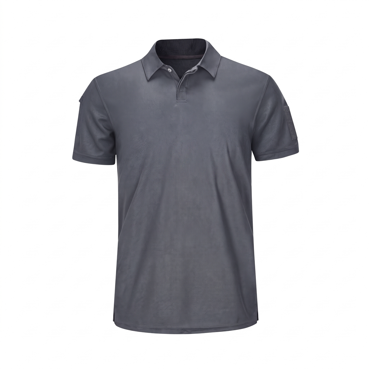 Tactical-Poloshirt Grau, Studiofoto vor weißem Hintergrund