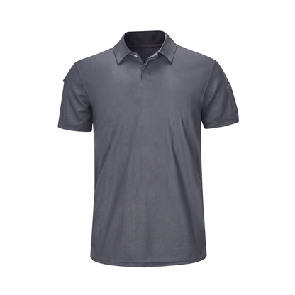 Tactical-Poloshirt Grau, Studiofoto vor weißem Hintergrund