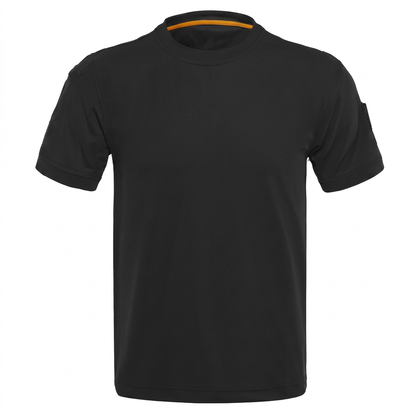 Tactical-Shirt Schwarz, Studiofoto vor weißem Hintergrund