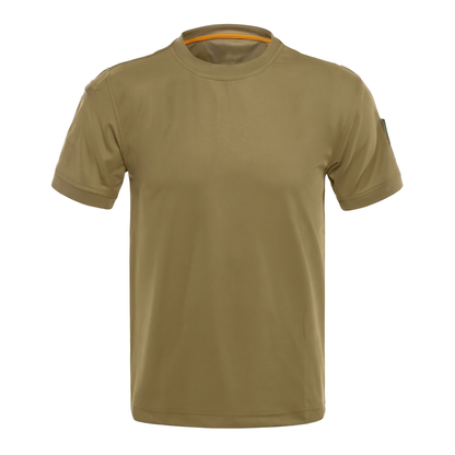 Tactical-Shirt Khaki, Studiofoto vor weißem Hintergrund