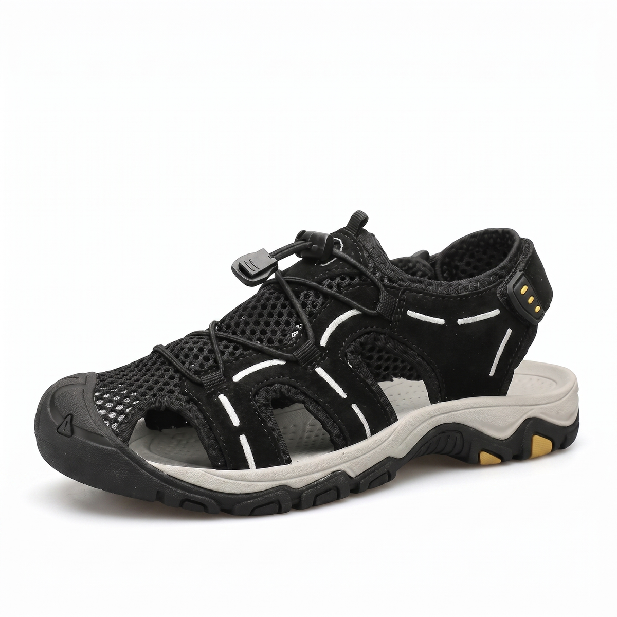 Trekkingsandalen Schwarz, Studiofoto vor weißem Hintergrund