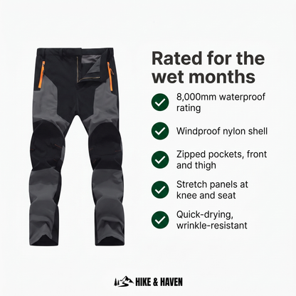 Uebersicht der Produktmerkmale: Wassersaeule, Winddichtigkeit, Stretch und Taschen