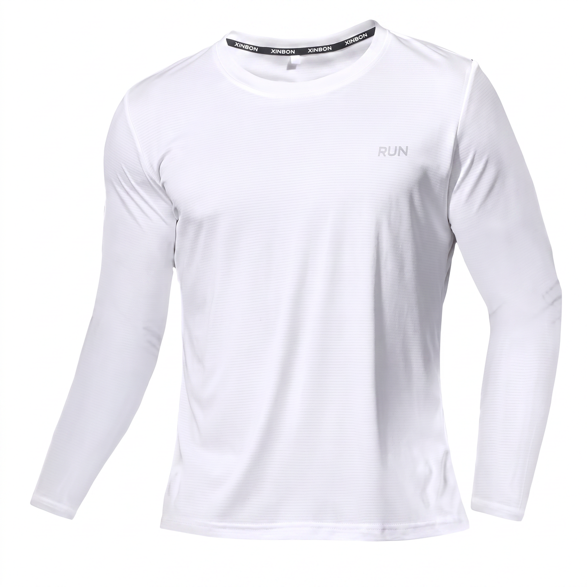 Langarm Laufshirt Herren, Weiss