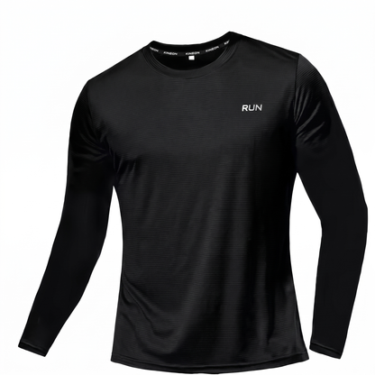 Langarm Laufshirt Herren, Schwarz
