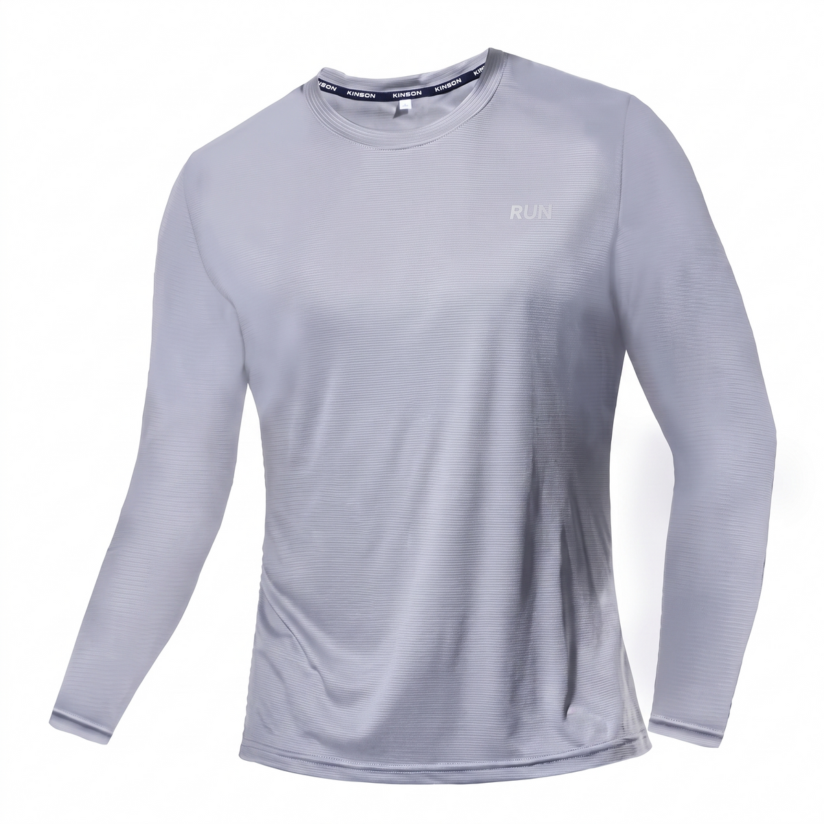 Langarm Laufshirt Herren, Hellgrau