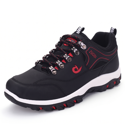 Wanderschuhe Herren, Schwarz mit rotem Akzent