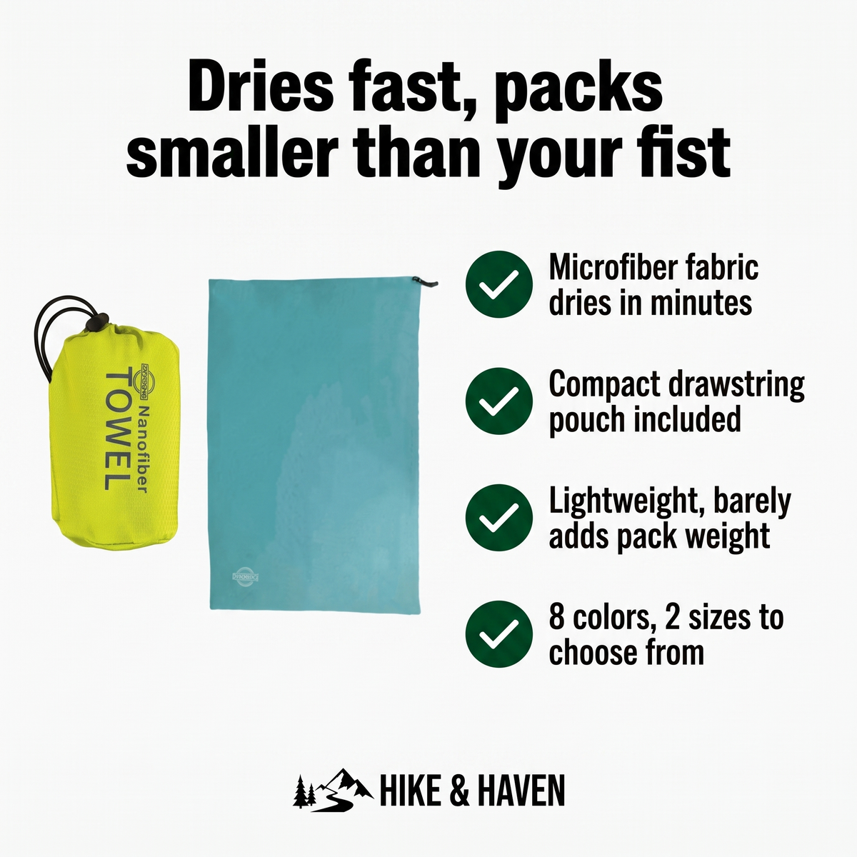Hike & Haven Reisehandtuch Vorteile Uebersicht