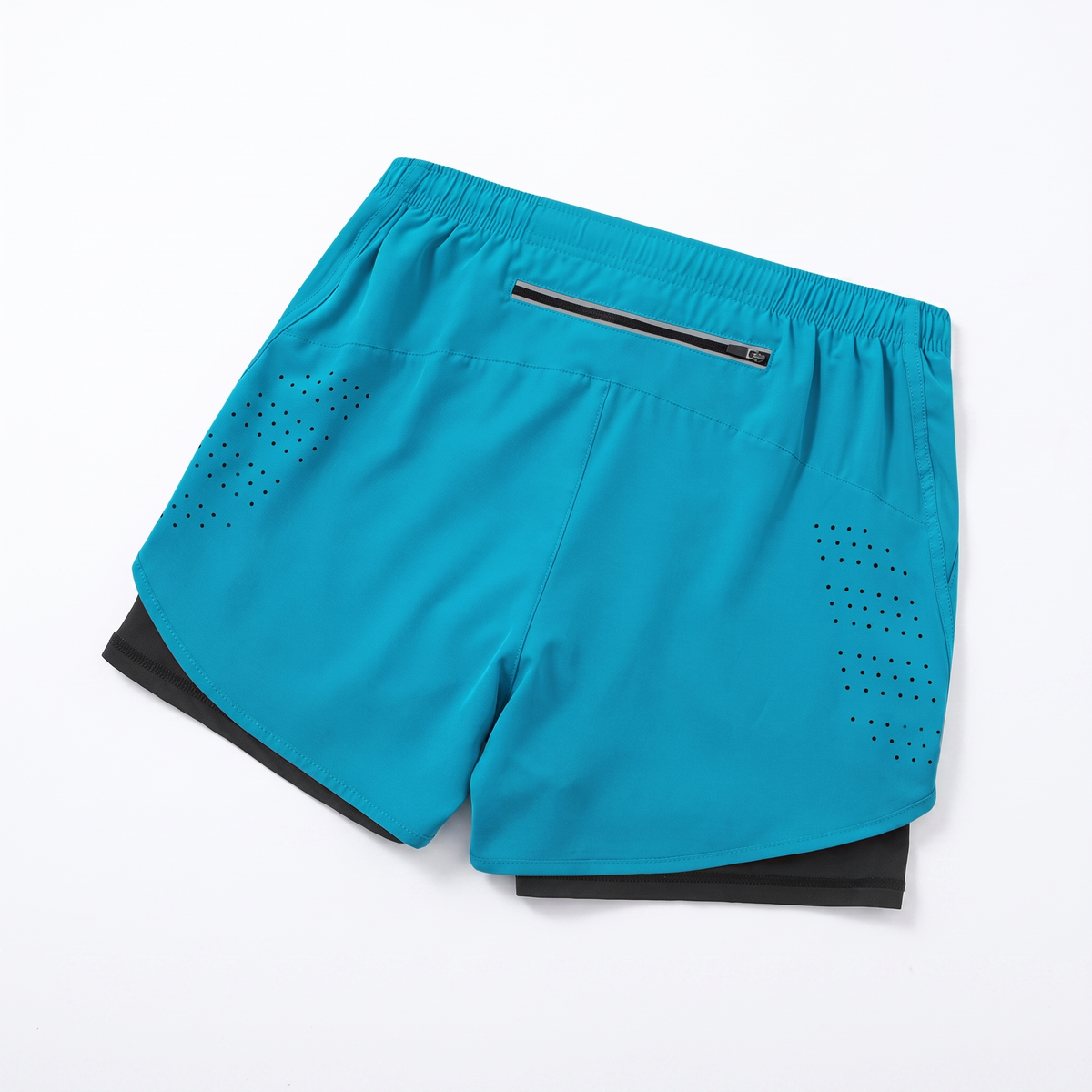 2-in-1 Laufshorts Damen, Tuerkisblau