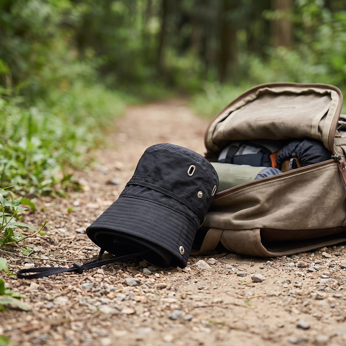 Hike & Haven Wanderhut Gefaltet Rucksack