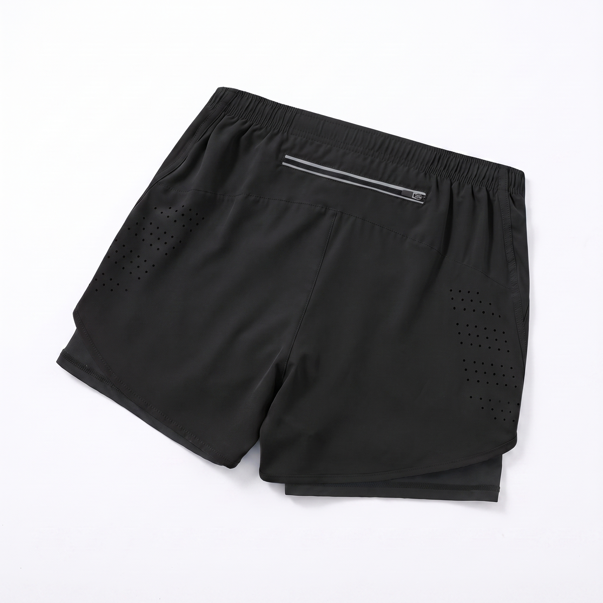 2-in-1 Laufshorts Damen, Schwarz